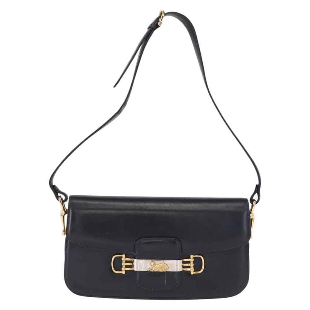 Celine Leather Horse Carriage Shoulder Bag Navy